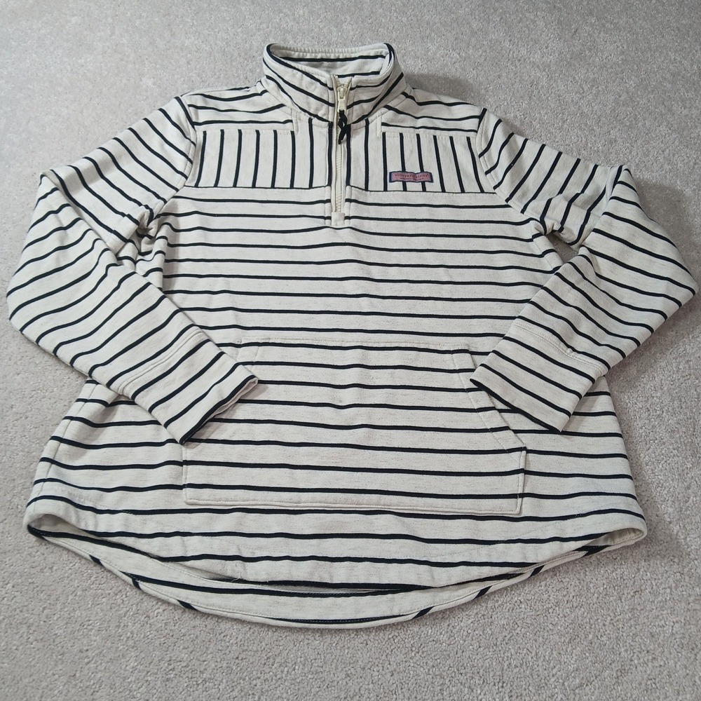 Women's Marthas Vineyard Vines 1/4 Zip Striped Pullover Shep Sweatshirt Size XS